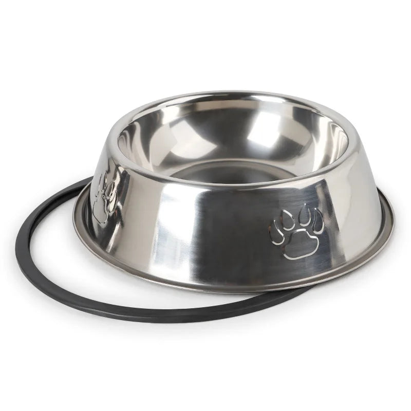 Comedouro de aço inoxidável para cães, antiderrapante, formato anti-formiga.