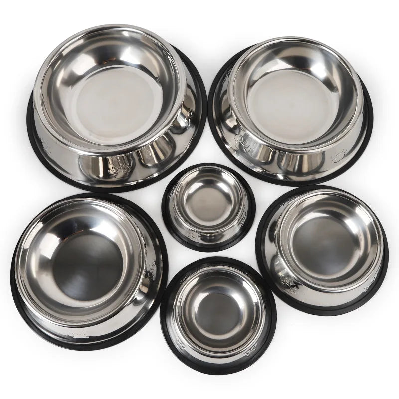 Comedouro de aço inoxidável para cães, antiderrapante, formato anti-formiga.